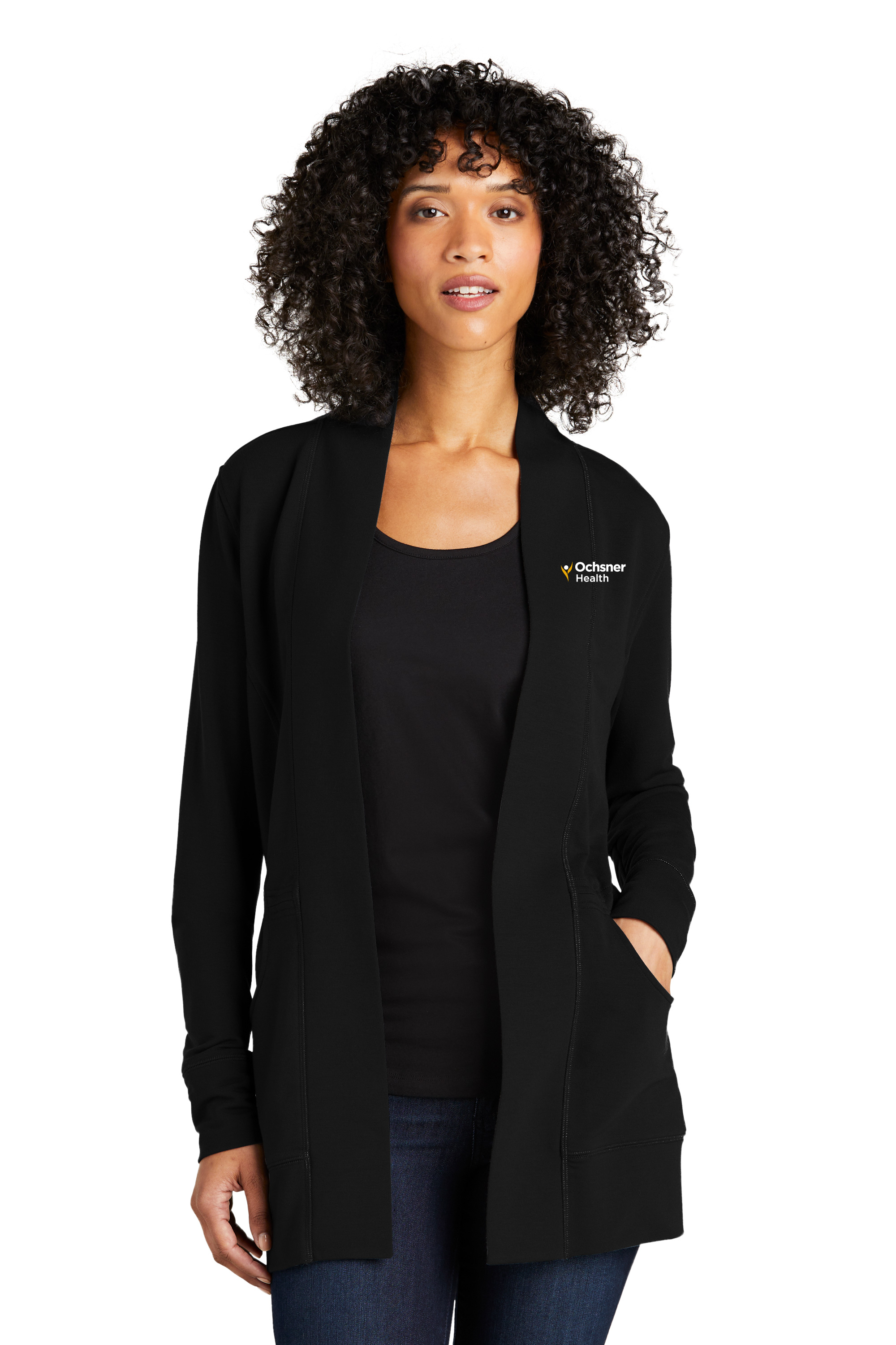 Microterry Cardigan, Black, large image number 1