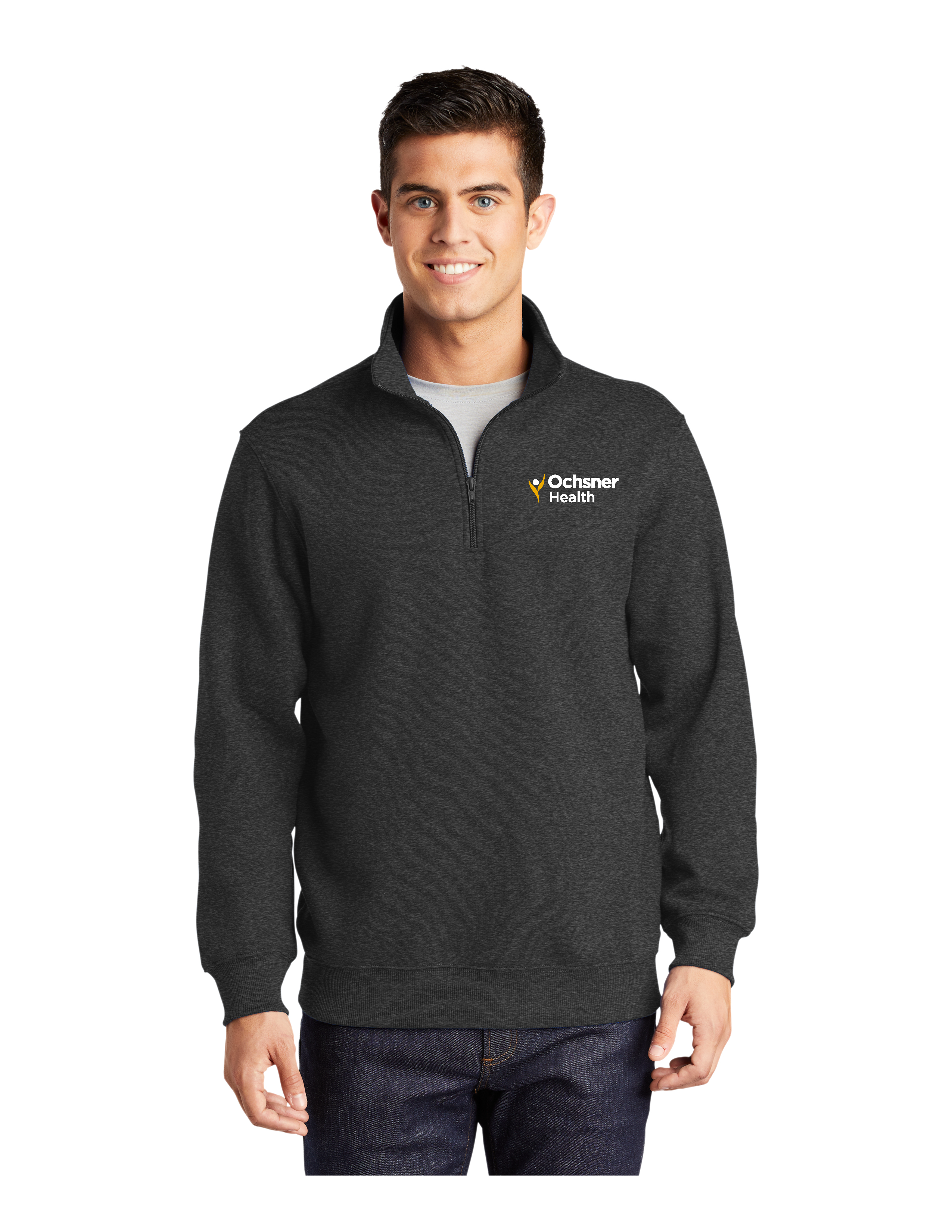 Men's 1/4 Zip Sweatshirt, Gray, large image number 1