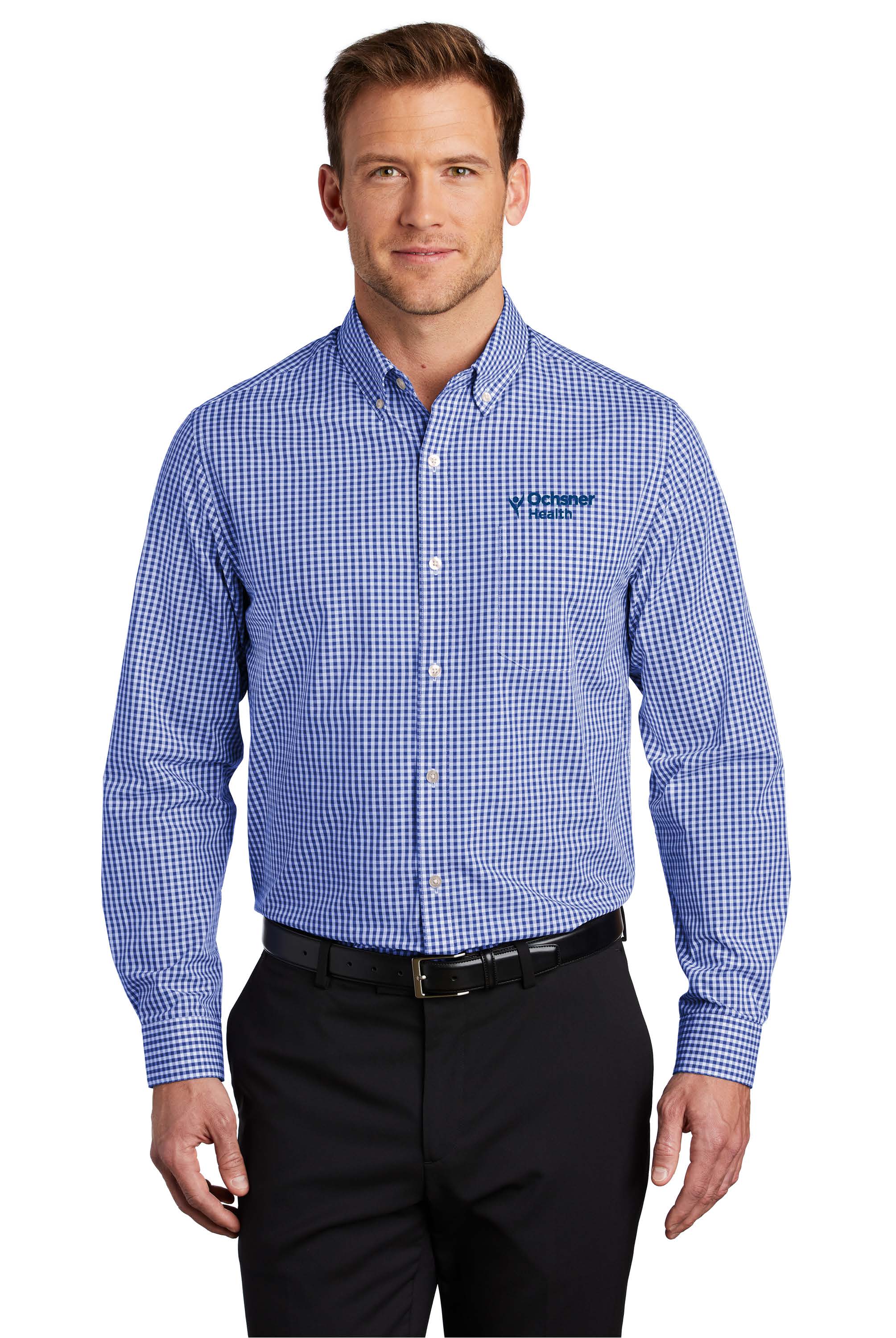 Port Authority Broadcloth Gingham Easy Care Shirt, Royal Blue, large image number 1